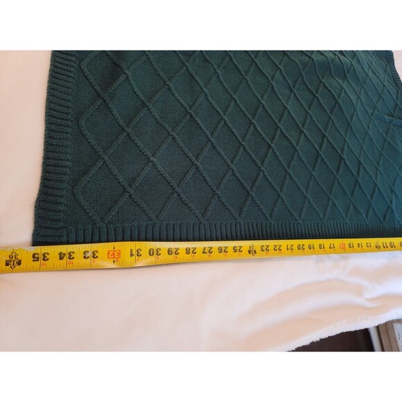 Loft Deep Emerald Green Diamond Knit Turtleneck Poncho Cape Sweater OS fits most - Picture 8 of 9